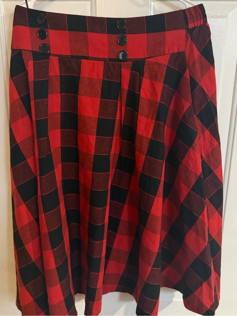 Red and Black Plaid A-Line Skirt